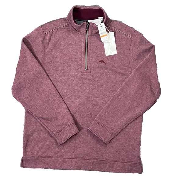 Tommy Bahama Half Zip Pullover Men’s Sz Small Tango Wave Heritage Wine HTHR NWT - Picture 3 of 13